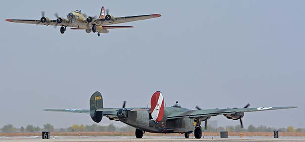Consolidated B-24J Liberator N224J Witchcraft, Boeing B-17G Flying Fortress N93012 Nine-O-Nine